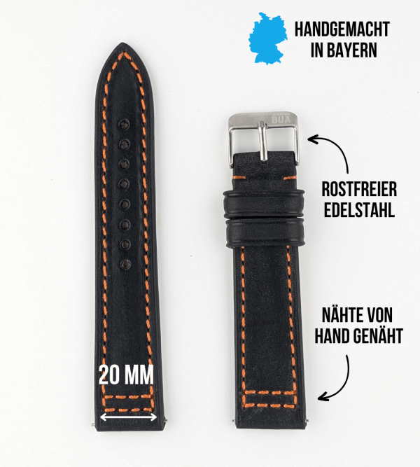 Robustes Armband für die Samsung Galaxy Watch aus Echtleder | Schwarz Schn?ppchen – Bild 2