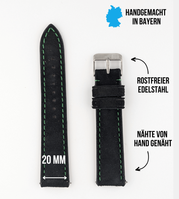 Armband für die Samsung Galaxy Watch aus Lederhosenleder | Schwarz Jetzt online – Bild 2